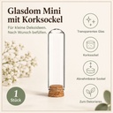 Glasdom Mini, Ø2 ×7 cm – transparentes Glas und abnehmbarer Korksockel im Überblick