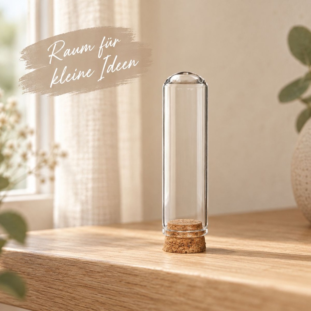 Glasdom Mini, Ø2 ×7 cm – leerer Glasdom auf heller Fensterbank