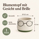 Blumentopf mit Gesicht und Brille Grün, Grün, Ø 8.5 cm, H 6.5 cm – Maße und Liefermenge auf einen Blick