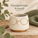 Blumentopf mit Gesicht und Brille Gold, Gold, Ø 8.5 cm, H 6.5 cm – Nahaufnahme der Oberfläche