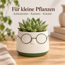Blumentopf mit Gesicht und Brille Grün, Grün, Ø 12 cm, H 9 cm – im Einsatz