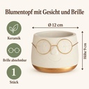 Blumentopf mit Gesicht und Brille Gold, Gold, Ø 12 cm, H 9 cm – Maße und Liefermenge auf einen Blick