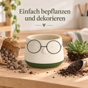 Blumentopf mit Gesicht und Brille Grün, Grün, Ø 13.5 cm, H 10.5 cm – in einer zweiten Verwendung