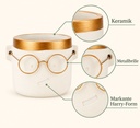 Blumentopf Harry mit Gesicht und Brille Gold, Gold, Ø 10 cm, H 10 cm – Nahaufnahme der Oberfläche