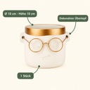 Blumentopf Harry mit Gesicht und Brille Gold, Gold, Ø 10 cm, H 10 cm – Eigenschaften im Überblick