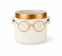 Blumentopf Harry mit Gesicht und Brille Gold, Gold, Ø 12 cm, H 11.5 cm – Produktfoto auf weißem Hintergrund