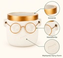Blumentopf Harry mit Gesicht und Brille Gold, Gold, Ø 12 cm, H 11.5 cm – Nahaufnahme der Oberfläche