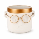Blumentopf Harry mit Gesicht und Brille Gold, Gold, Ø 14 cm, H 13.5 cm – Produktfoto auf weißem Hintergrund