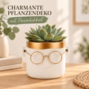 Blumentopf Harry mit Gesicht und Brille Gold, Gold, Ø 14 cm, H 13.5 cm – im Einsatz