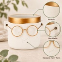 Blumentopf Harry mit Gesicht und Brille Gold, Gold, Ø 14 cm, H 13.5 cm – Nahaufnahme der Oberfläche