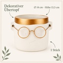 Blumentopf Harry mit Gesicht und Brille Gold, Gold, Ø 14 cm, H 13.5 cm – Eigenschaften im Überblick