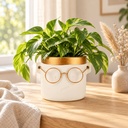 Blumentopf Harry mit Gesicht und Brille Gold, Gold, Ø 14 cm, H 13.5 cm – dekoriert im Wohnraum