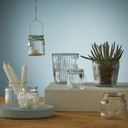 Windlichter aus Glas mit Henkel und Herz 2