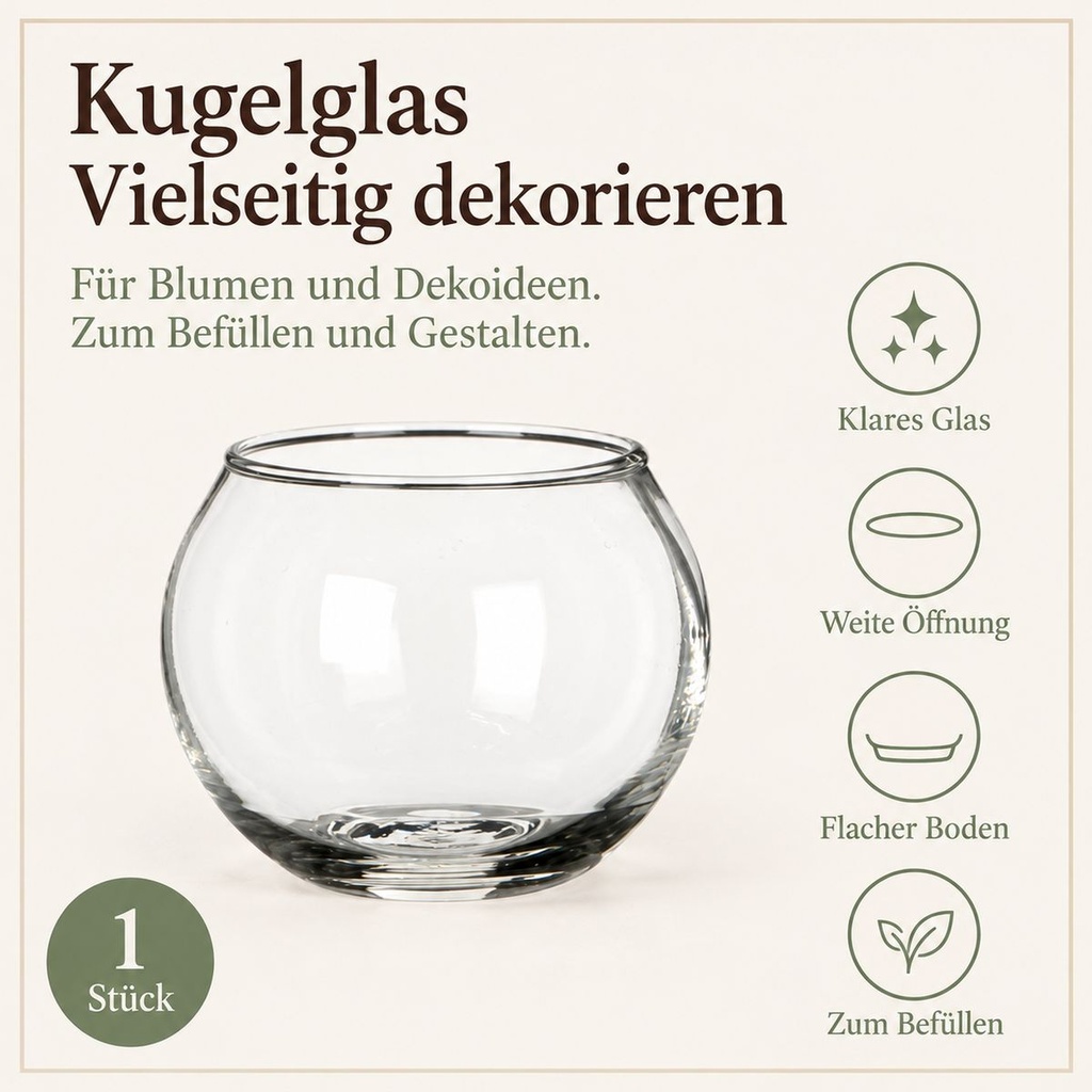 Kugelglas, Klar, Ø 6.7 cm, H 5.3 cm – Eigenschaften im Überblick