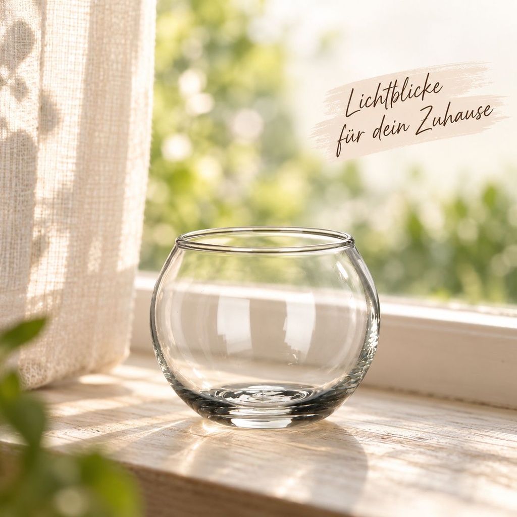 Kugelglas, Klar, Ø 6.7 cm, H 5.3 cm – dekoriert im Wohnraum