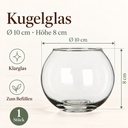 Kugelglas, Klar, Ø 10 cm, H 8 cm – Maße und Liefermenge auf einen Blick
