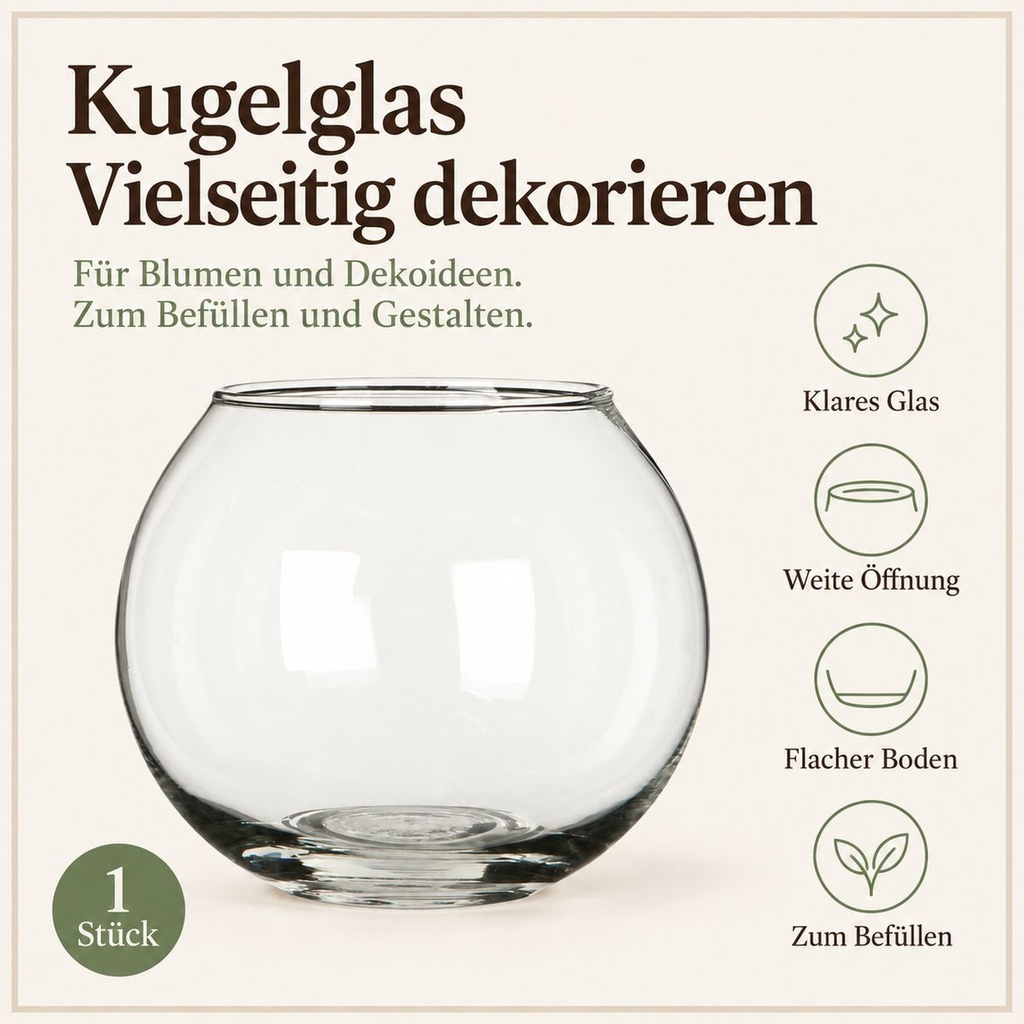 Kugelglas, Klar, Ø 10 cm, H 8 cm – Eigenschaften im Überblick