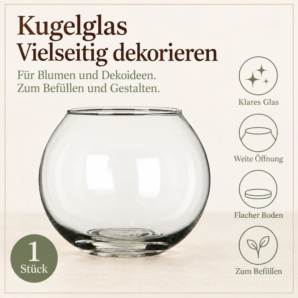 Kugelglas, Klar, Ø 12 cm, H 10 cm – Eigenschaften im Überblick