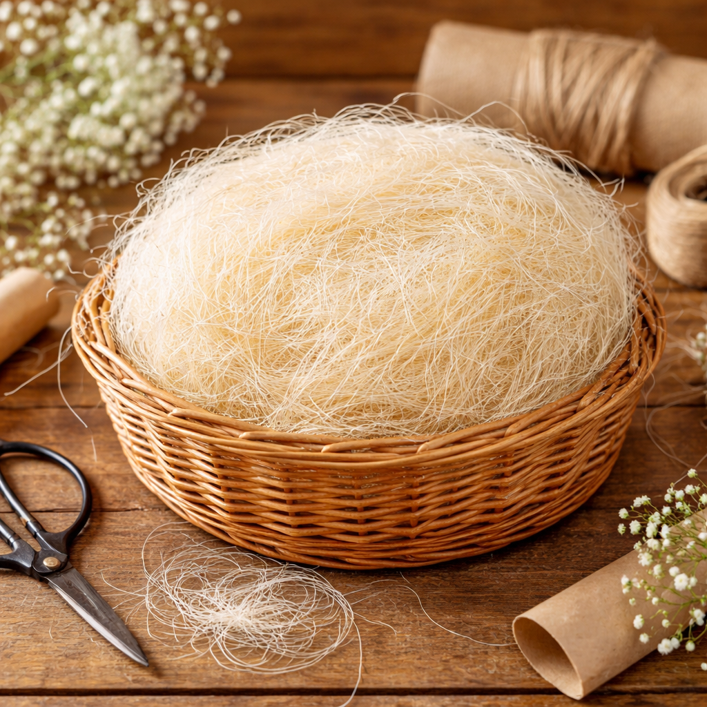 500g Flachshaar Weiß Sisalgras Natur Dek 3