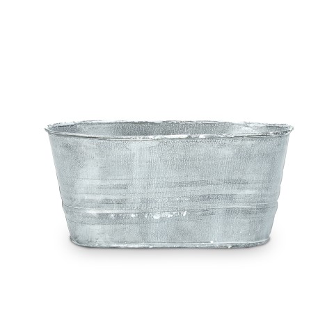 Zink Jardiniere ca. 20cm weiß gewaschen  2