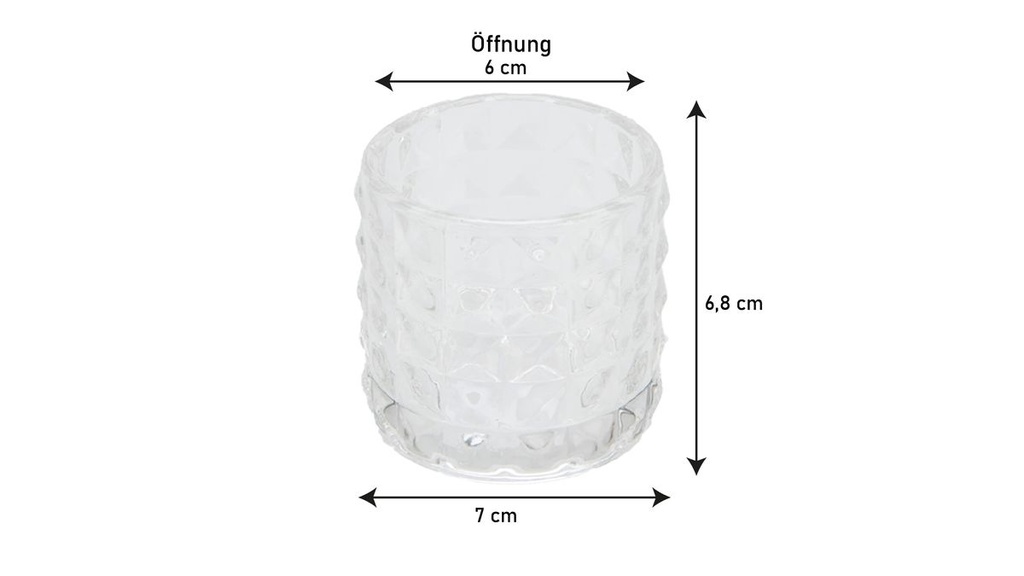 Teelichtglas "Diana", 6 Stück, Durchmess 2