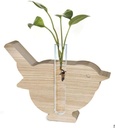 Holz-Vogel mit kleiner Glasvase 18 x 2,8 2
