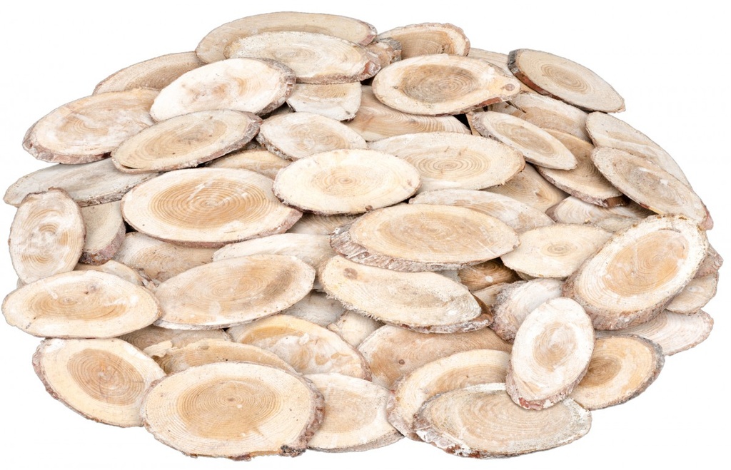 Holzscheiben oval weiß 0,5kg ca. 5-7x4x0,5cm