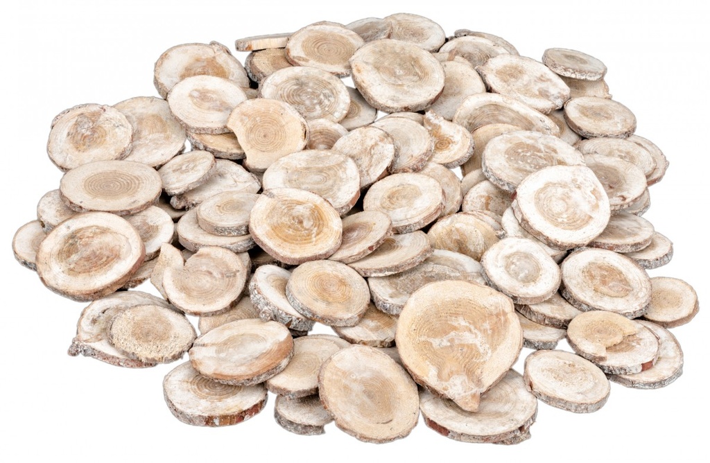 Holzscheiben rund weiß 0,5kg Ø3-6cm