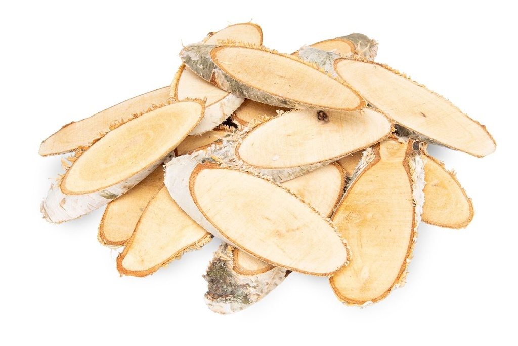 Birkenscheiben oval 11-13 cm 15 Stück Holzscheiben Rinde Basteln Hochzeit Deko