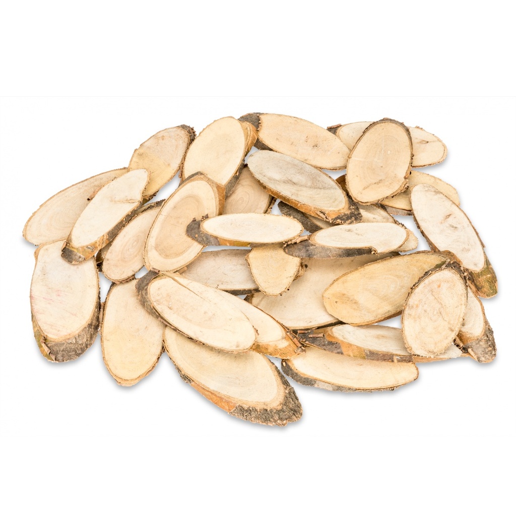 Holzscheiben oval Pinienholz 250 g, 6-10 cm, mit Rinde Deko Natur Naturdeko