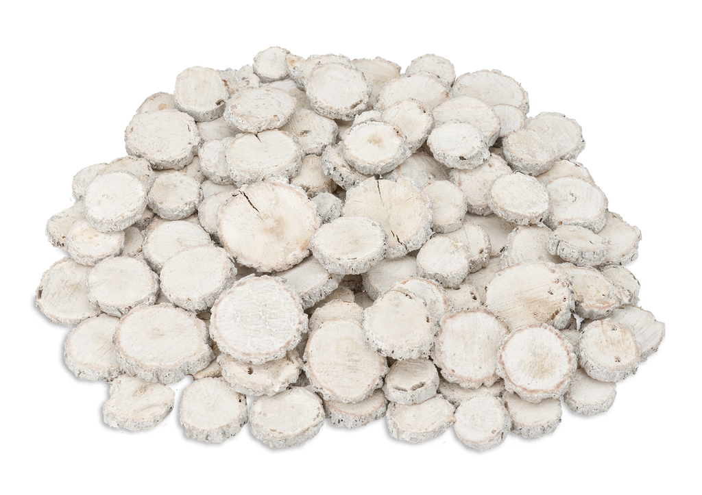 Eichen Holzscheiben weiß 1kg Ø2-5cm