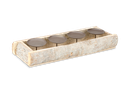 Kerzenhalter Rindenholz weiß gewaschen für 4 Kerzen ca. 45x15x6cm | Kerzenteller