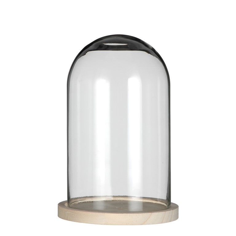 Glasdom mittel mit Holzfuß Ø14cm Höhe 21cm