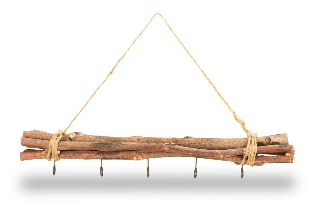 Maulbeeren Bündel natur geflammt ca. 50cm, mit 5 Haken und Sisal Kordel
