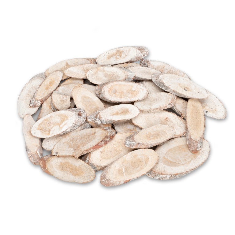Holzscheiben oval Pinienholz weiß ca.6-10cm 250g