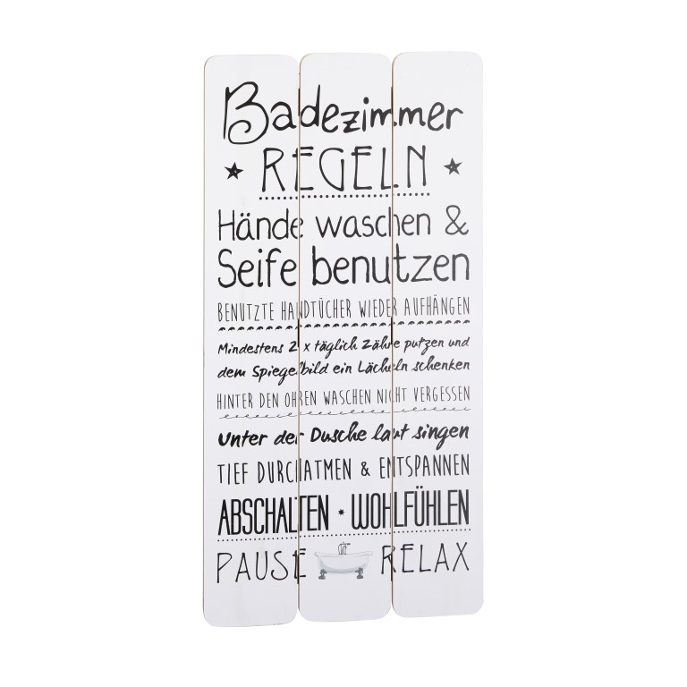 Plankenschild ca. 60 x 30 cm " Badezimmerregeln "