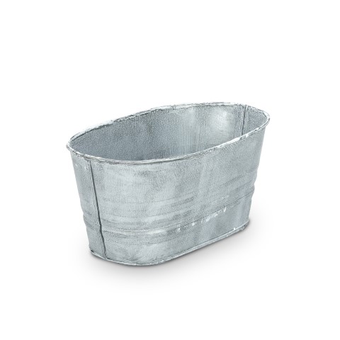 Zink Jardiniere ca. 20cm weiß gewaschen | Pflanztopf