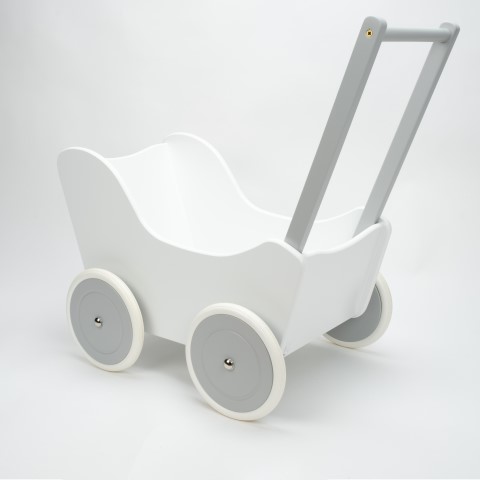 Holz-Puppenwagen " Fiona", mit gummierten Holzrädern, für Kinder von 1 – 6 Jahren