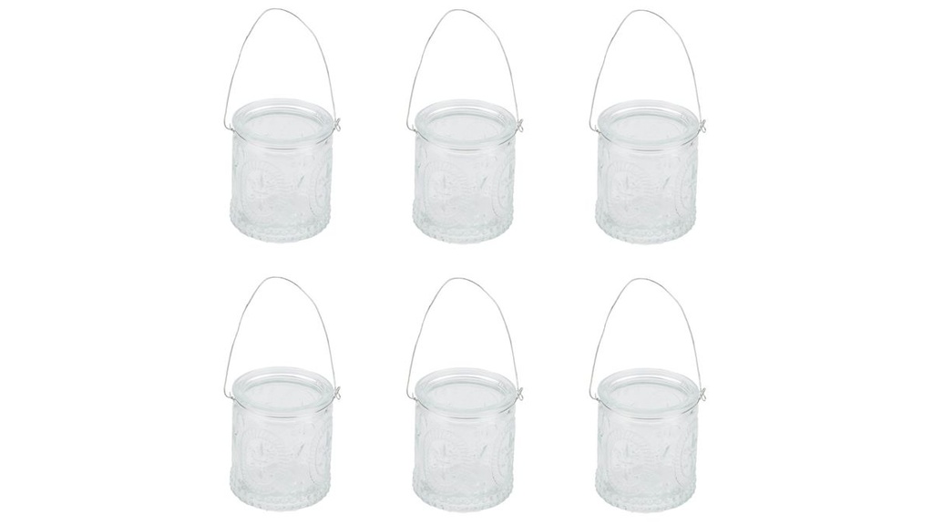 Windlicht mit Bügel, 6 Stück, Durchmesser 6cm, Höhe 7cm | Deko-Teelicht