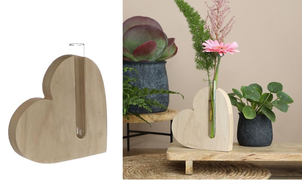 Deko Herz mit Reagenzglas 14x 2,8 x 13 cm | Deko Vase