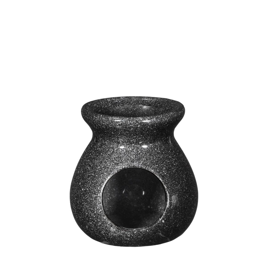 Duftlampe Ambiente in Schwarz Ø10 h.10 cm , Schalen Durchmesser 8 cm | Teelicht | Duftlicht | Aromalampe aus Keramik | Stövchen für ätherische Öle, Duftöl und Duftwachs | Aromabrenner