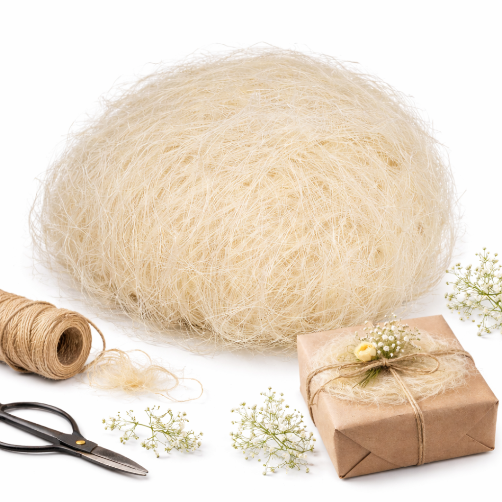 Flachshaar weiß 500 g Sisalfaser Feenhaar Füllmaterial Basteln Krippe Deko Natur