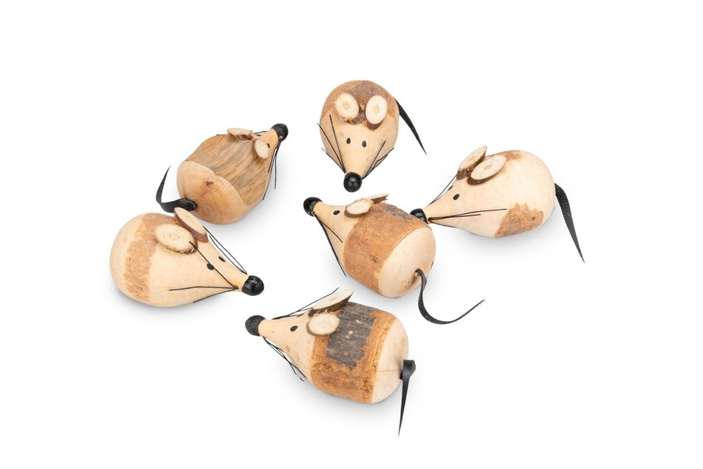 Holz-Mäuse Natur 6 Stück ca. 7 x 4 cm Birke Handarbeit Geldgeschenk Tischdeko