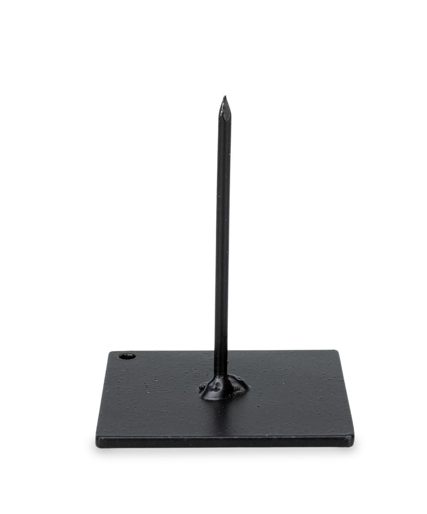 Metallständer 6x6x7,5 cm schwarz mit Dorn Mini Sockel Vitrine Naturdeko Metall