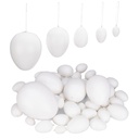 36x Weiße Deko-Ostereier aus Kunststoff - große und kleine Plastikeier