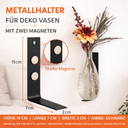 Wandhalter Vase Metall Schwarz mit Magnet Deko Flaschenhalter Wanddeko