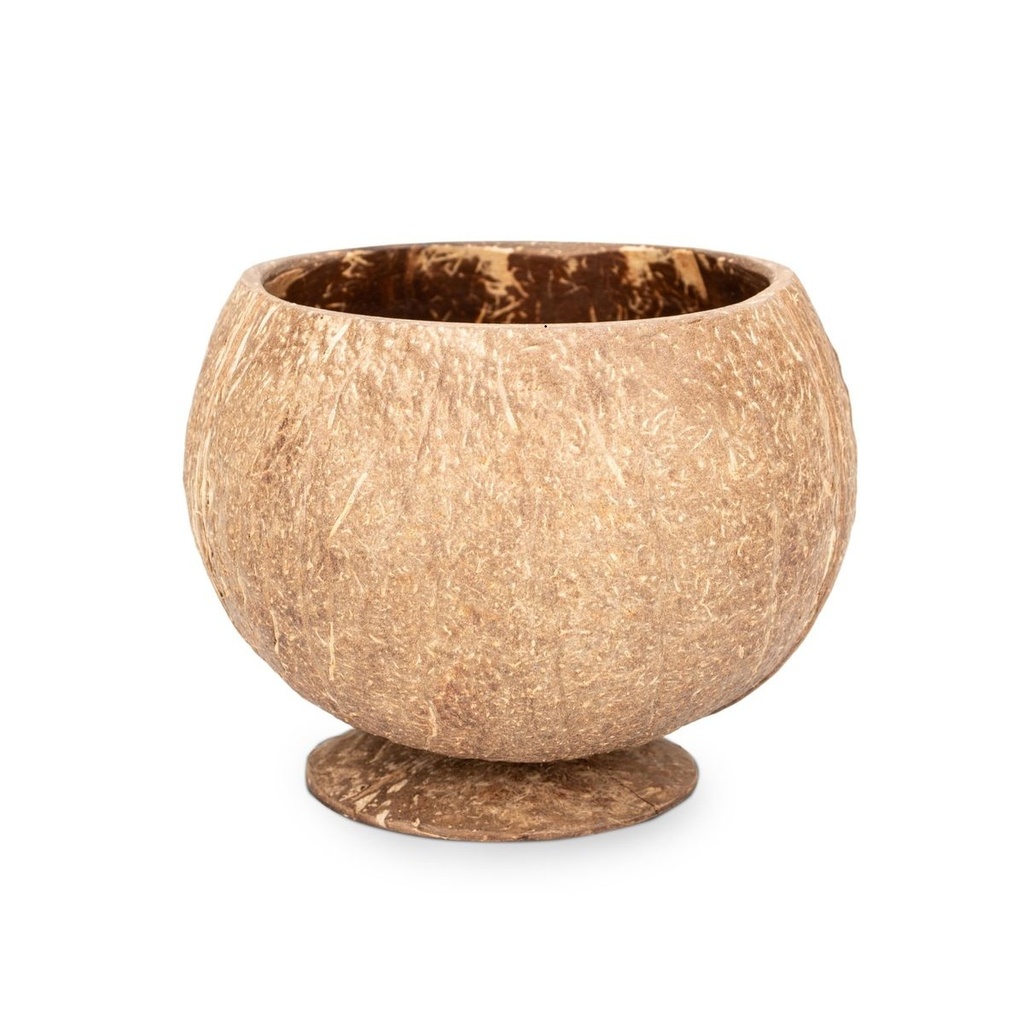 Kokosnuss Becher mit Fuß Ø 10-13 cm echte Kokosschale Tiki Hawaii Deko Natur