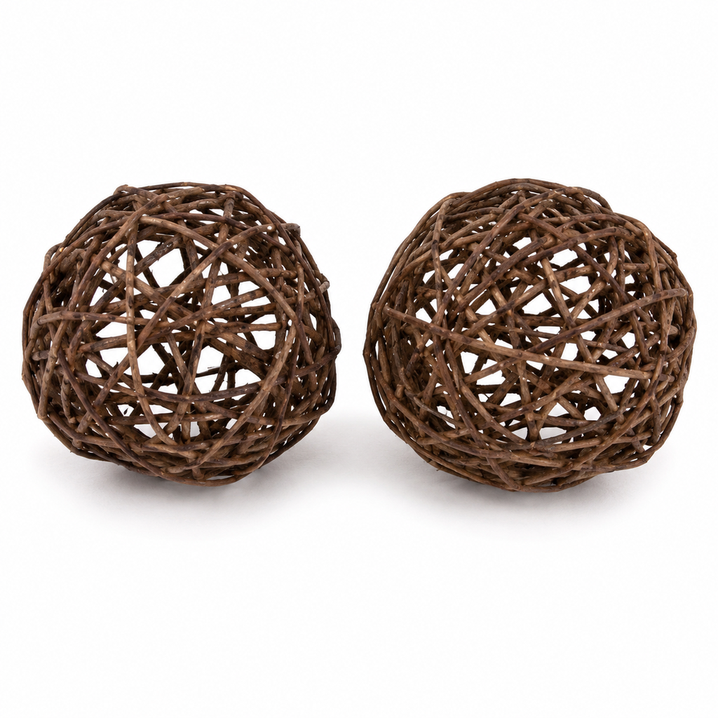 Brunch Ball natur 2 Stück 12 cm Rattankugeln Dekokugeln Natur Naturdeko Basteln