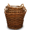 Weidenkorb Set 4 Stück mit Folie rund Ø 28-40 cm Pflanzkorb Kaminholzkorb Weide