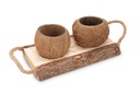 Holzschale mit Kokosnuss-Bechern in zwei Größen zur Auswahl